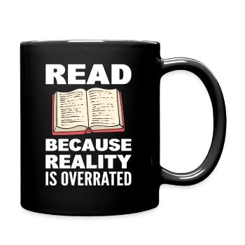 Buchliebhaber Bücherwurm Lesen - Tasse einfarbig - Schwarz - Rechts