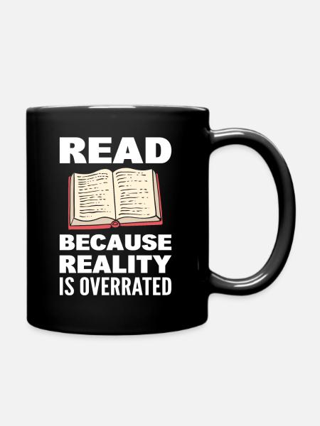 Buchliebhaber Bücherwurm Lesen - Tasse einfarbig - Schwarz