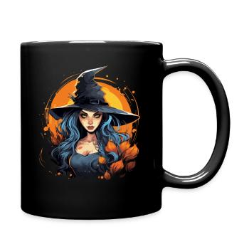 Halloween Mystische Hexe im Glanz des Vollmondes - Tasse einfarbig - Schwarz - Rechts