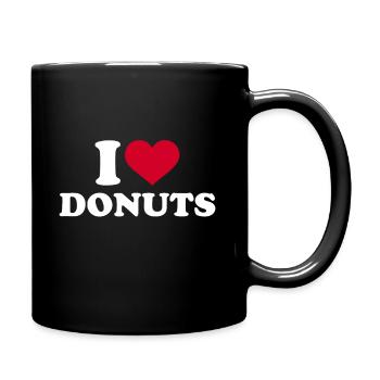 Ich liebe Donuts - Tasse einfarbig - Schwarz - Rechts