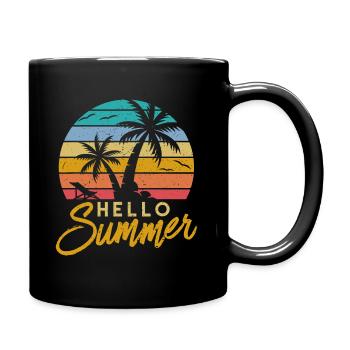 Hallo Sommer Retro Strandurlaub - Tasse einfarbig - Schwarz - Rechts
