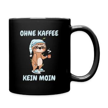 Ohne Kaffee Kein Moin - Faultier - Tasse einfarbig - Schwarz - Rechts