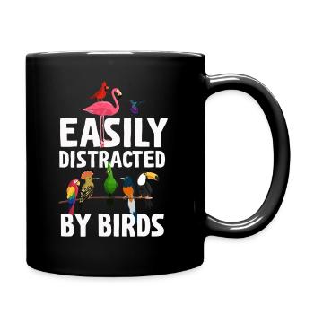 Easily Distracted By Birds Bird Lover - Full Colour Mug - black - Right