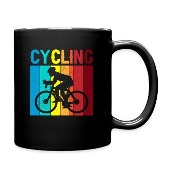 Sportlicher Retro-Biker: "Cycling" für Radler - Tasse einfarbig - Schwarz - Rechts