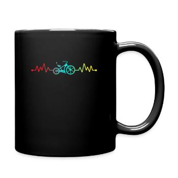 Retro bike heartbeat design for cyclists bikers - Full Colour Mug - black - Right