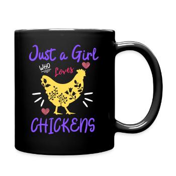 Juste une fille qui aime les poulets - Mug uni - noir - Droite