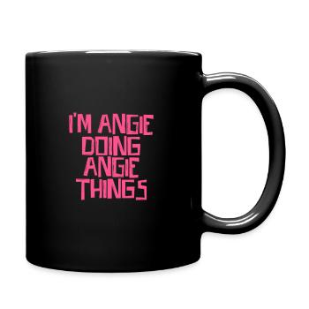 Je suis Angie en train de faire des choses à Angie - Mug uni - noir - Droite