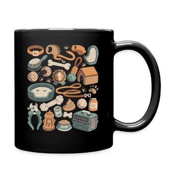 Dog Grooming Doodles Dog Pet Leash Food - Full Colour Mug - black - Right