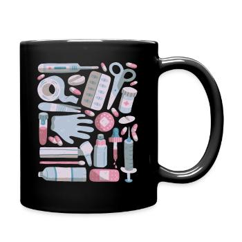 Trousse de premiers soins Doodles Trousse de premiers soins Médecine - Mug uni - noir - Droite
