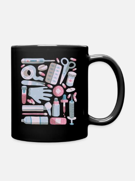 Trousse de premiers soins Doodles Trousse de premiers soins Médecine - Mug uni - noir