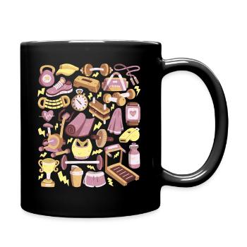 Fitness Doodles Workout Training Cardio Gym - Full Colour Mug - black - Right