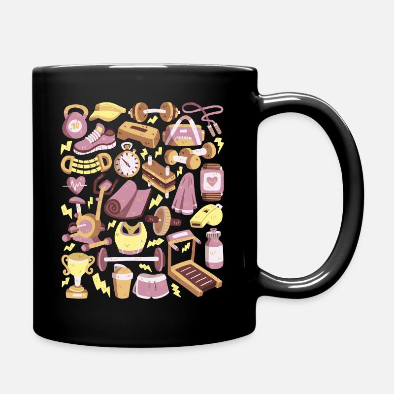 Fitness Doodles Workout Training Cardio Gym - Tasse einfarbig - Schwarz