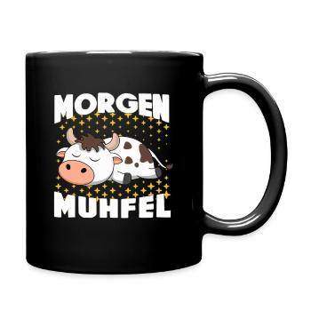 Morning grouch Cow Sleeping Lounging Stars Night - Full Colour Mug - black - Right