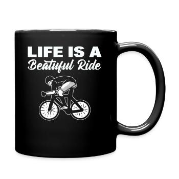 Life Is A Beautiful Ride Biker - Tasse einfarbig - Schwarz - Rechts