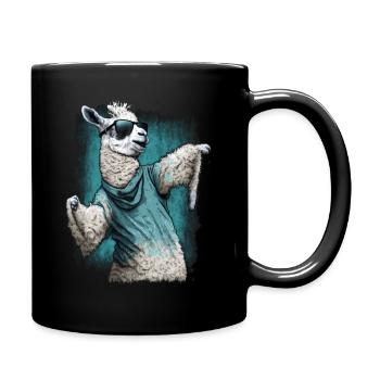 Llama Alpaca Animal Gift Idea - Full Colour Mug - black - Right