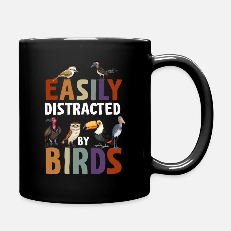 Easily Distracted By Birds Bird Lover - Full Colour Mug - black