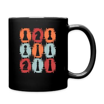 Schachfiguren Retro - Tasse einfarbig - Schwarz - Rechts