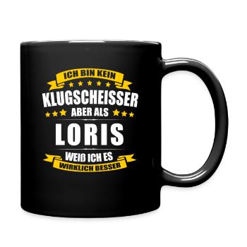 Name Loris Vorname Klugscheisser Namenstag - Tasse einfarbig - Schwarz - Rechts
