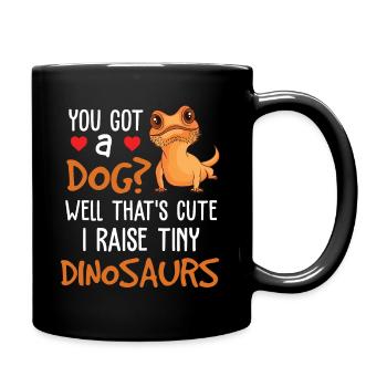 Funny Bearded Dragon - I Raise Tiny Dinosaurs - Full Colour Mug - black - Right