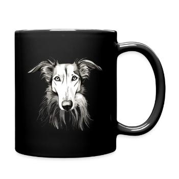 Hundeportrait - Barsoi - Tasse einfarbig - Schwarz - Rechts