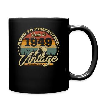 Gift 74/75 Birthday 1949 Vintage - Full Colour Mug - black - Right