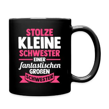 Geschwister Schwestern Schwester - Tasse einfarbig - Schwarz - Rechts