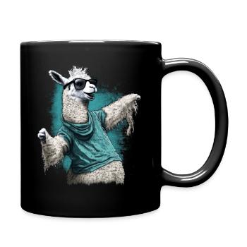 Dancing Llama Llamas Alpaca Animal Gift Idea - Full Colour Mug - black - Right