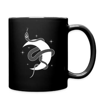 Mystische Schlange: Göttinnen-Symbol auf Halbmond - Tasse einfarbig - Schwarz - Rechts