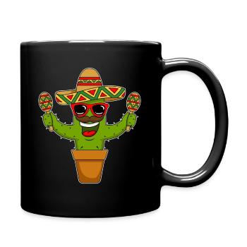 Mexiko Maracas Sobrero Hut Musiker Kaktus - Tasse einfarbig - Schwarz - Rechts