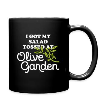 Ich bekam meinen Salat bei Olive Garden Apparel geworfen - Tasse einfarbig - Schwarz - Rechts