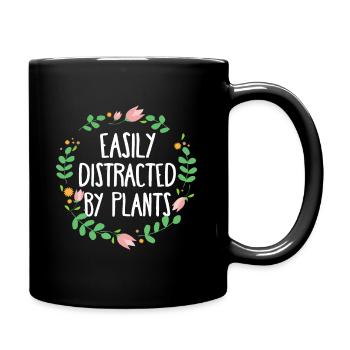 Cute Easily Distracted By Plants Gardening Gift - Full Colour Mug - black - Right