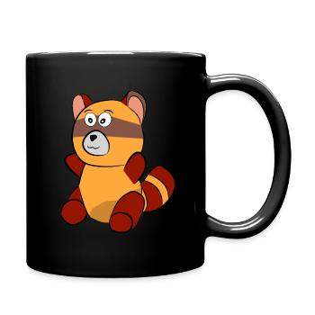 Waschbär Tier Tiere Wildtiere Kinder Motiv orange - Tasse einfarbig - Schwarz - Rechts