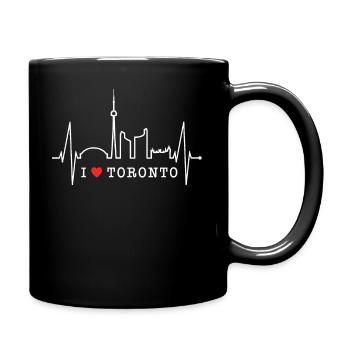 Toronto Skyline Herzschlag Kanadier I Love Kanada - Tasse einfarbig - Schwarz - Rechts