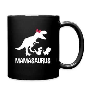Mamasaurus Dinosaurus Familie - Lustiges Muttergeschenk - Tasse einfarbig - Schwarz - Rechts