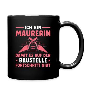 Baustelle Humor Maurerin Geschenkidee - Tasse einfarbig - Schwarz - Rechts