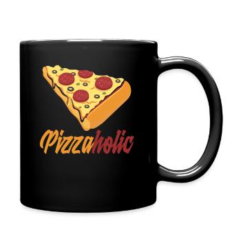 Pizzaholic pizza slice pizza gift - Full Colour Mug - black - Right