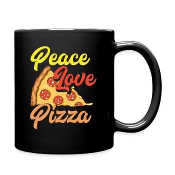 Frieden Liebe Pizza - Tasse einfarbig - Schwarz - Rechts