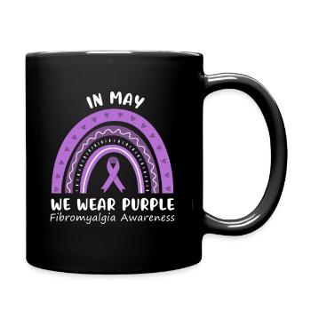 Im Mai tragen wir Lila, Fibromyalgie - Tasse einfarbig - Schwarz - Rechts