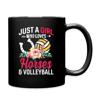 Pferde & Volleyball - Just a Girl Who Loves - Tasse einfarbig - Schwarz - Rechts