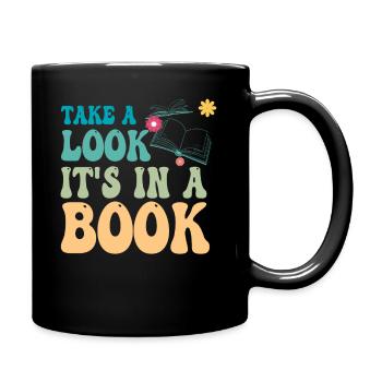 Jetez un oeil, c'est dans un livre, rat de bibliothèque en train de lire - Mug uni - noir - Droite