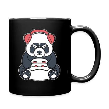 Gaming Panda Gamer - Tasse einfarbig - Schwarz - Rechts
