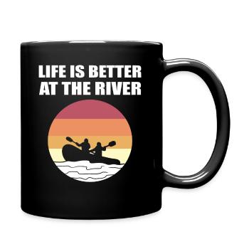 Life Is Better At The River Camping Abenteuer - Tasse einfarbig - Schwarz - Rechts