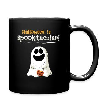 Cute ghost celebrates Happy Halloween - Full Colour Mug - black - Right