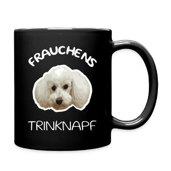 Frauchens Trinknapf mit weißem Pudel - Tasse einfarbig - Schwarz - Rechts