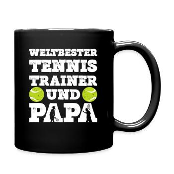 Weltbester Tennis Trainer Und Papa Tennisspieler - Tasse einfarbig - Schwarz - Rechts