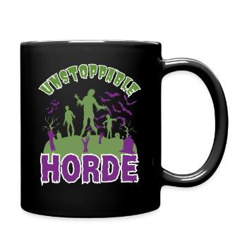 "Unaufhaltsame Horde", Halloween-Zombie-Horde - Tasse einfarbig - Schwarz - Rechts