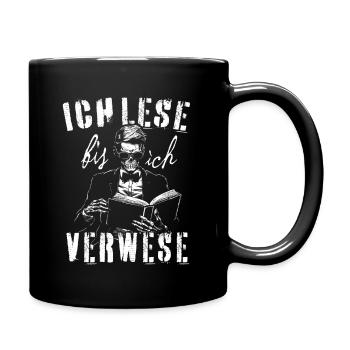 ICH LESE BIS ICH VERWESE ZOMBIE BUCH VIELLESER - Tasse einfarbig - Schwarz - Rechts