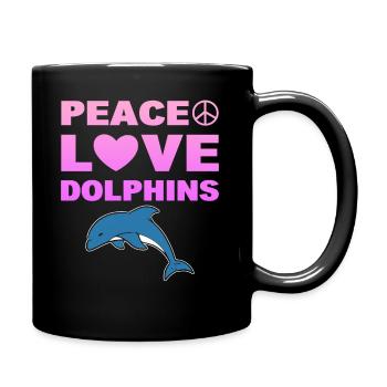 Peace Love Dolphins Meeresbiologe Delfine - Tasse einfarbig - Schwarz - Rechts