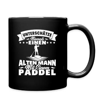 Alter Mann mit Paddel Kanufahrer Vintage Kanusport - Tasse einfarbig - Schwarz - Rechts