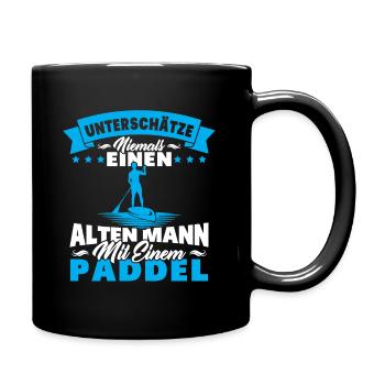 Alter Mann mit Paddel Kanufahrer Vintage Kanusport - Tasse einfarbig - Schwarz - Rechts